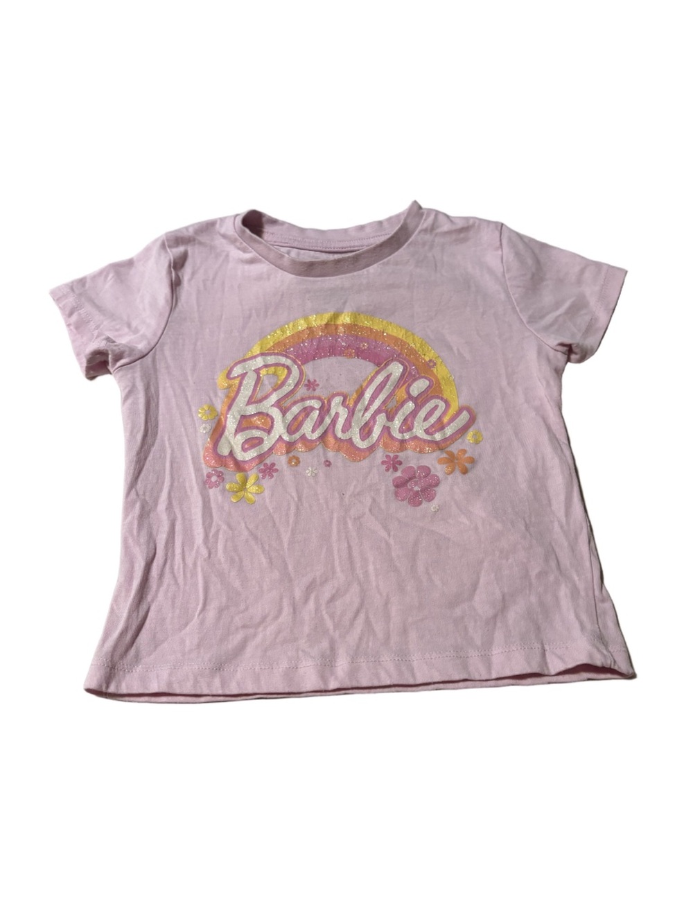 Mattel Barbie Light Pink Tee with Rainbow Size 3T